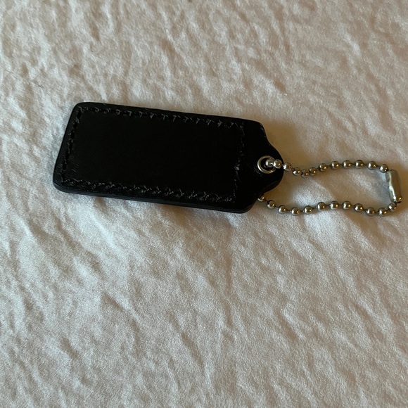 Coach: Black Leather Key Fob Hang Tag/Charm- Silver Tone - Picture 6 of 12
